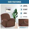 imageHVERSAILTEX Velvet Plush Recliner Chair Covers 1Piece for Reclining Chair Recliner Cover Feature Thick Luxury and Soft Fabric with Elastic Bottom AntiSlip Foams Attached GreyCaramel
