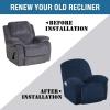 imageHVERSAILTEX Velvet Plush Recliner Chair Covers 1Piece for Reclining Chair Recliner Cover Feature Thick Luxury and Soft Fabric with Elastic Bottom AntiSlip Foams Attached GreyNavy
