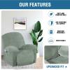 imageHVERSAILTEX Velvet Plush Recliner Chair Covers 1Piece for Reclining Chair Recliner Cover Feature Thick Luxury and Soft Fabric with Elastic Bottom AntiSlip Foams Attached GreySea Grass