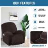 imageHVERSAILTEX Velvet Plush Recliner Chair Covers 1Piece for Reclining Chair Recliner Cover Feature Thick Luxury and Soft Fabric with Elastic Bottom AntiSlip Foams Attached GreyBrown