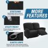 imageHVERSAILTEX Velvet Stretch Recliner Couch Covers 6Pieces Recliner Loveseat Covers for 2 Cushion Couch Recliner Sofa Covers Reclining Slipcovers Form Fitted Thick Soft Washable GreyJet Black
