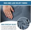 imageHVERSAILTEX Velvet Stretch Recliner Couch Covers 6Pieces Recliner Loveseat Covers for 2 Cushion Couch Recliner Sofa Covers Reclining Slipcovers Form Fitted Thick Soft Washable GreyStone Blue