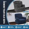 imageHVERSAILTEX Velvet Stretch Recliner Couch Covers 6Pieces Recliner Loveseat Covers for 2 Cushion Couch Recliner Sofa Covers Reclining Slipcovers Form Fitted Thick Soft Washable GreyNavy