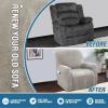 imageHVERSAILTEX Velvet Stretch Recliner Couch Covers 6Pieces Recliner Loveseat Covers for 2 Cushion Couch Recliner Sofa Covers Reclining Slipcovers Form Fitted Thick Soft Washable GreyOatmeal