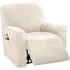 imageHVERSAILTEX Velvet Stretch Recliner Couch Covers 6Pieces Recliner Loveseat Covers for 2 Cushion Couch Recliner Sofa Covers Reclining Slipcovers Form Fitted Thick Soft Washable GreyIvory