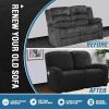 imageHVERSAILTEX Velvet Stretch Recliner Couch Covers 6Pieces Recliner Loveseat Covers for 2 Cushion Couch Recliner Sofa Covers Reclining Slipcovers Form Fitted Thick Soft Washable GreyJet Black