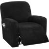 imageHVERSAILTEX Velvet Stretch Recliner Couch Covers 6Pieces Recliner Loveseat Covers for 2 Cushion Couch Recliner Sofa Covers Reclining Slipcovers Form Fitted Thick Soft Washable GreyJet Black