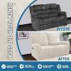 imageHVERSAILTEX Velvet Stretch Recliner Couch Covers 6Pieces Recliner Loveseat Covers for 2 Cushion Couch Recliner Sofa Covers Reclining Slipcovers Form Fitted Thick Soft Washable GreyIvory