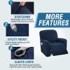 imageHVERSAILTEX Velvet Stretch Recliner Couch Covers 6Pieces Recliner Loveseat Covers for 2 Cushion Couch Recliner Sofa Covers Reclining Slipcovers Form Fitted Thick Soft Washable GreyNavy