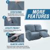 imageHVERSAILTEX Velvet Stretch Recliner Couch Covers 6Pieces Recliner Loveseat Covers for 2 Cushion Couch Recliner Sofa Covers Reclining Slipcovers Form Fitted Thick Soft Washable GreyStone Blue