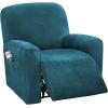 imageHVERSAILTEX Velvet Stretch Recliner Couch Covers 6Pieces Recliner Loveseat Covers for 2 Cushion Couch Recliner Sofa Covers Reclining Slipcovers Form Fitted Thick Soft Washable GreyDeep Teal