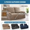 imageHVERSAILTEX Velvet Stretch Recliner Couch Covers 6Pieces Recliner Loveseat Covers for 2 Cushion Couch Recliner Sofa Covers Reclining Slipcovers Form Fitted Thick Soft Washable GreyTaupe