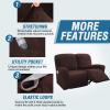 imageHVERSAILTEX Velvet Stretch Recliner Couch Covers 6Pieces Recliner Loveseat Covers for 2 Cushion Couch Recliner Sofa Covers Reclining Slipcovers Form Fitted Thick Soft Washable GreyBrown
