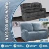 imageHVERSAILTEX Velvet Stretch Recliner Couch Covers 6Pieces Recliner Loveseat Covers for 2 Cushion Couch Recliner Sofa Covers Reclining Slipcovers Form Fitted Thick Soft Washable GreyStone Blue