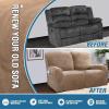 imageHVERSAILTEX Velvet Stretch Recliner Couch Covers 6Pieces Recliner Loveseat Covers for 2 Cushion Couch Recliner Sofa Covers Reclining Slipcovers Form Fitted Thick Soft Washable GreyCamel