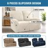 imageHVERSAILTEX Velvet Stretch Recliner Couch Covers 6Pieces Recliner Loveseat Covers for 2 Cushion Couch Recliner Sofa Covers Reclining Slipcovers Form Fitted Thick Soft Washable GreyIvory