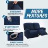 imageHVERSAILTEX Velvet Stretch Recliner Couch Covers 6Pieces Recliner Loveseat Covers for 2 Cushion Couch Recliner Sofa Covers Reclining Slipcovers Form Fitted Thick Soft Washable GreyNavy