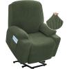 imageHVERSAILTEX Stretch Couch Cover Recliner Cover Electric Power Lift Recliner Chair Cover Fitted Standard Large Power Lift Recliner with Side Pocket Soft Thick JacquardSingle Seat GreyBronze Green