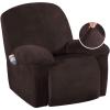 imageHVERSAILTEX Velvet Plush Recliner Chair Covers 1Piece for Reclining Chair Recliner Cover Feature Thick Luxury and Soft Fabric with Elastic Bottom AntiSlip Foams Attached GreyBrown