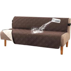 imageHVERSAILTEX 100 Waterproof Loveseat Covers for 2 Cushion Couch Modern Sofa Covers Waterproof and Washable Thick Soft Couch Cover for Dogs with Elastic Straps Loveseat GreyBeigeBrownBeige