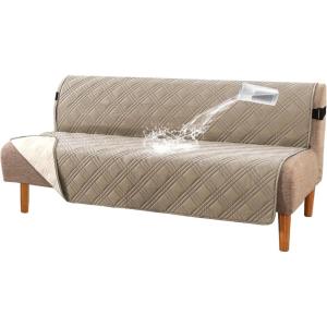 imageHVERSAILTEX 100 Waterproof Loveseat Covers for 2 Cushion Couch Modern Sofa Covers Waterproof and Washable Thick Soft Couch Cover for Dogs with Elastic Straps Loveseat GreyBeigeTaupeBeige