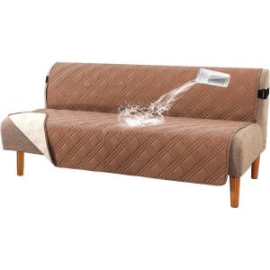 imageHVERSAILTEX 100 Waterproof Loveseat Covers for 2 Cushion Couch Modern Sofa Covers Waterproof and Washable Thick Soft Couch Cover for Dogs with Elastic Straps Loveseat GreyBeigeTerracottaBeige