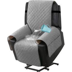 imageHVERSAILTEX 100 Waterproof Power Lift Recliner Chair Cover NonSlip Electric Reclining Cover for Recliner Chair Washable Power Lift Recliner Cover Stay in Place Ideal Furniture Protector GrayDove Gray