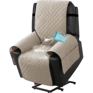 imageHVERSAILTEX 100 Waterproof Power Lift Recliner Chair Cover NonSlip Electric Reclining Cover for Recliner Chair Washable Power Lift Recliner Cover Stay in Place Ideal Furniture Protector GrayPale Oak