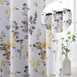 imageHVERSAILTEX Blackout Curtains for Living Room Darkening Thermal Insulated Panels 84 Inch Long Light Blocking Grommet CurtainsDrapes 2 Panels Vintage Classical Floral Printing Bluestone and TaupeGreyYellow