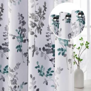 imageHVERSAILTEX Blackout Curtains for Living Room Darkening Thermal Insulated Panels 84 Inch Long Light Blocking Grommet CurtainsDrapes 2 Panels Vintage Classical Floral Printing Bluestone and TaupeGreyTeal