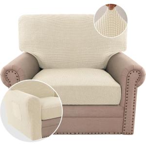 imageHVERSAILTEX MultiPieces Sofa Covers Stretch Couch Covers Form Fitted Seats and Back Cushions Covers 3 Seat Covers Plus 3 Back Cusion Covers Bonus 2 Armrest Covers GreyNatural