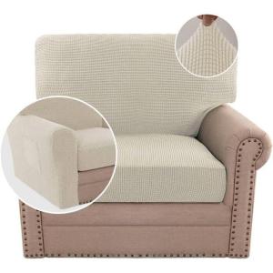 imageHVERSAILTEX MultiPieces Sofa Covers Stretch Couch Covers Form Fitted Seats and Back Cushions Covers 3 Seat Covers Plus 3 Back Cusion Covers Bonus 2 Armrest Covers GreyIsland Fossi