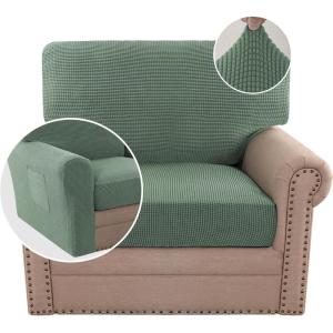 imageHVERSAILTEX MultiPieces Sofa Covers Stretch Couch Covers Form Fitted Seats and Back Cushions Covers 3 Seat Covers Plus 3 Back Cusion Covers Bonus 2 Armrest Covers GreyLoden Frost