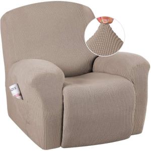 imageHVERSAILTEX Super Stretch Recliner Cover Recliner Couch Covers Recliner Chair Cover Form Fitted Non Slip Reclining Slipcovers for Standard Large Recliner Soft Thick 1 Pack BeigeSand