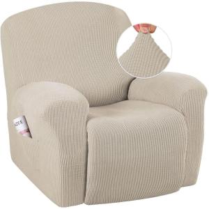 imageHVERSAILTEX Super Stretch Recliner Cover Recliner Couch Covers Recliner Chair Cover Form Fitted Non Slip Reclining Slipcovers for Standard Large Recliner Soft Thick 1 Pack BeigeIsland Fossi