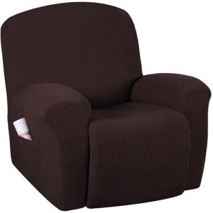 imageHVERSAILTEX Super Stretch Recliner Cover Recliner Couch Covers Recliner Chair Cover Form Fitted Non Slip Reclining Slipcovers for Standard Large Recliner Soft Thick 1 Pack BeigeChocolate