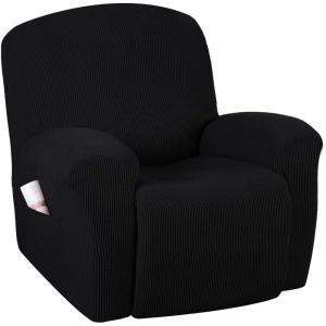 imageHVERSAILTEX Super Stretch Recliner Cover Recliner Couch Covers Recliner Chair Cover Form Fitted Non Slip Reclining Slipcovers for Standard Large Recliner Soft Thick 1 Pack BeigeBlack
