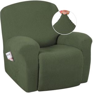imageHVERSAILTEX Super Stretch Recliner Cover Recliner Couch Covers Recliner Chair Cover Form Fitted Non Slip Reclining Slipcovers for Standard Large Recliner Soft Thick 1 Pack BeigeBronze Green