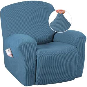imageHVERSAILTEX Super Stretch Recliner Cover Recliner Couch Covers Recliner Chair Cover Form Fitted Non Slip Reclining Slipcovers for Standard Large Recliner Soft Thick 1 Pack BeigeDusty Blue