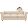 imageHVERSAILTEX 3 Pieces Stretch Chesterfield Sofa Covers for 2 Cushion Couch Mid Century Deep Seat Slip Covers for SofasCouches with Elastic Bottom Thicker Jacquard FabricMediumXL Sofa GreyNatural
