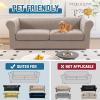 imageHVERSAILTEX 3 Pieces Stretch Chesterfield Sofa Covers for 2 Cushion Couch Mid Century Deep Seat Slip Covers for SofasCouches with Elastic Bottom Thicker Jacquard FabricMediumXL Sofa GreySand