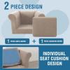imageHVERSAILTEX 3 Pieces Stretch Chesterfield Sofa Covers for 2 Cushion Couch Mid Century Deep Seat Slip Covers for SofasCouches with Elastic Bottom Thicker Jacquard FabricMediumXL Sofa GreySand