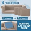 imageHVERSAILTEX 3 Pieces Stretch Chesterfield Sofa Covers for 2 Cushion Couch Mid Century Deep Seat Slip Covers for SofasCouches with Elastic Bottom Thicker Jacquard FabricMediumXL Sofa GreySand