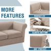 imageHVERSAILTEX 3 Pieces Stretch Chesterfield Sofa Covers for 2 Cushion Couch Mid Century Deep Seat Slip Covers for SofasCouches with Elastic Bottom Thicker Jacquard FabricMediumXL Sofa GreySand