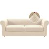 imageHVERSAILTEX 3 Pieces Stretch Chesterfield Sofa Covers for 2 Cushion Couch Mid Century Deep Seat Slip Covers for SofasCouches with Elastic Bottom Thicker Jacquard FabricMediumXL Sofa GreyNatural