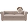 imageHVERSAILTEX 3 Pieces Stretch Chesterfield Sofa Covers for 2 Cushion Couch Mid Century Deep Seat Slip Covers for SofasCouches with Elastic Bottom Thicker Jacquard FabricMediumXL Sofa GreySand
