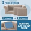imageHVERSAILTEX 3 Pieces Stretch Chesterfield Sofa Covers for 2 Cushion Couch Mid Century Deep Seat Slip Covers for SofasCouches with Elastic Bottom Thicker Jacquard FabricMediumXL Sofa GreySand