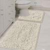 imageHVERSAILTEX Extra Thick Chenille Plush Pattern Bath Rugs for Bathroom Non Slip  Soft Plush Shaggy Bath Mats for Bathroom Floor Indoor Mats Rugs for Entryway Dark Grey 32 x 20 Plus 24 x 17 InchesIvory