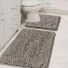 imageHVERSAILTEX Extra Thick Chenille Plush Pattern Bath Rugs for Bathroom Non Slip  Soft Plush Shaggy Bath Mats for Bathroom Floor Indoor Mats Rugs for Entryway Dark Grey 32 x 20 Plus 24 x 17 InchesDark Grey