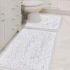 imageHVERSAILTEX Extra Thick Chenille Plush Pattern Bath Rugs for Bathroom Non Slip  Soft Plush Shaggy Bath Mats for Bathroom Floor Indoor Mats Rugs for Entryway Dark Grey 32 x 20 Plus 24 x 17 InchesPure White